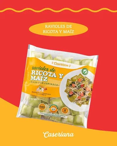 Ravioles masa de Espinaca rellenos de Ricota y Maiz